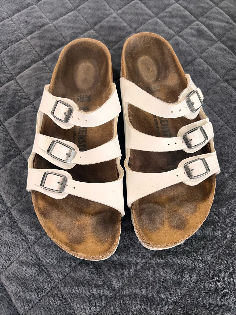 Birkenstock Florida Sandals Women's Size 8 8.5 39 Leather Slide Triple Strap
